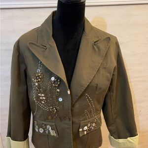 Daniel K women's green embroidered jacket.